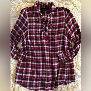 NWOT Lane Bryant soft silver threaded plaid womens tunic shirt XL